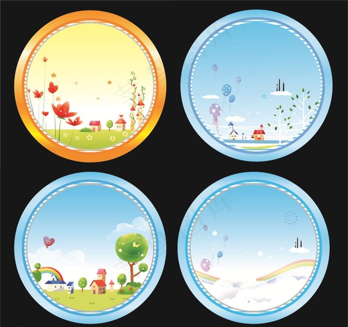 卡通圆形地贴图片