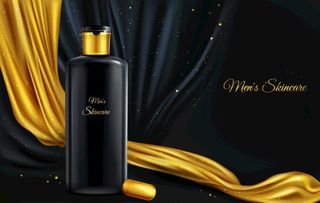 黑金缎带化妆品海报图片