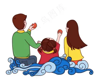 家人一同赏月图片