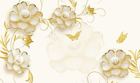 3d珠宝花藤蝴蝶图片