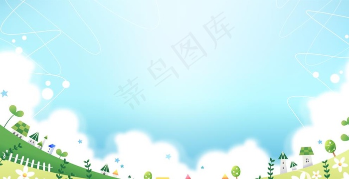 蓝天白云图片ai矢量模版下载
