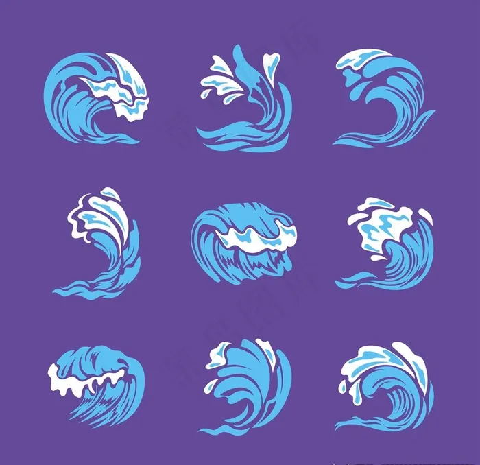 海浪素材图片ai矢量模版下载