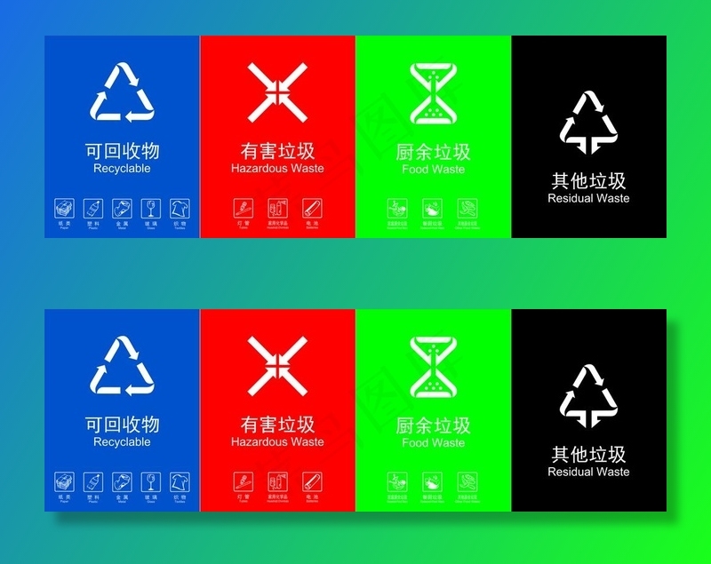 垃圾分类标识图片cdr矢量模版下载