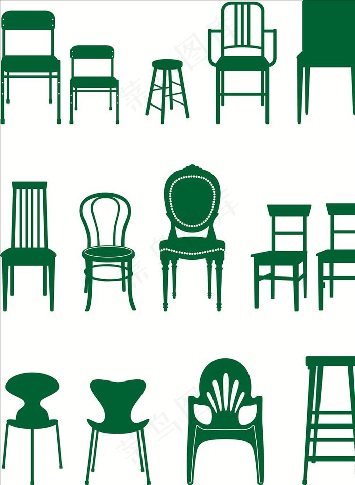 矢量家具剪影图片