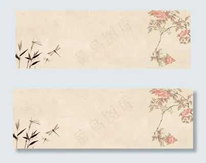 竹子蜻蜓中国风宣纸背景图片