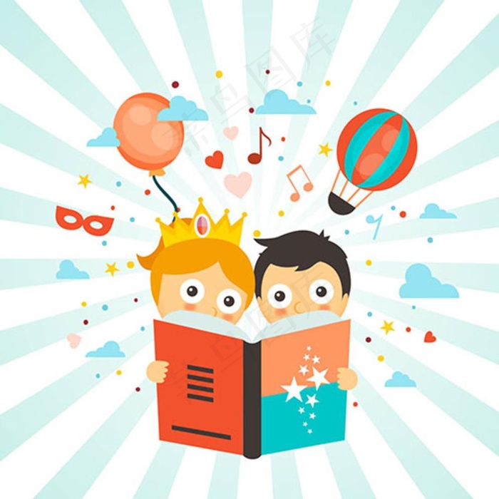 儿童节快乐阅读的孩子图片