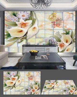 玉雕立体客厅背景墙图片