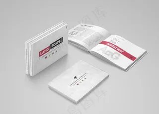 横向精装硬皮画册样机图片