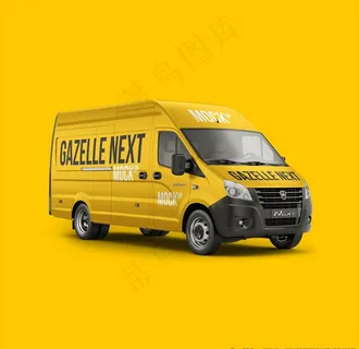 黄色面包车样机图片