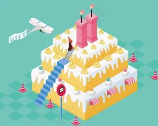 蛋糕2.5D插画图片