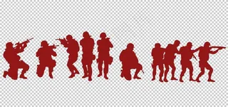 战斗战争特种兵剪影人物素材图片