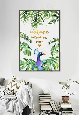 北欧风花卉装饰画手绘植物挂画图片