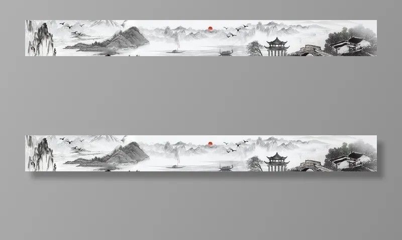 古风山水画图片(8504X1134(DPI:72))psd模版下载