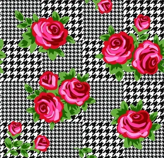格子印花 小碎花 玫瑰花图片