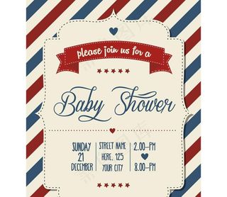 复古婴儿送礼会请柬图片