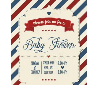 复古婴儿送礼会请柬图片