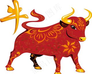 牛年中国风传统春节新年矢量素材图片