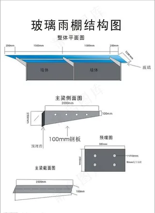 玻璃雨棚结构图图片