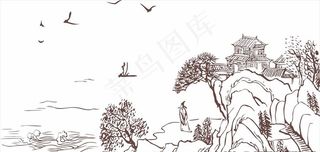 山水画 人物 观沧海图片