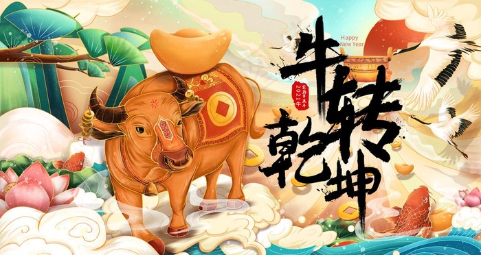 牛转乾坤图片(9449X5315(DPI:300))psd模版下载