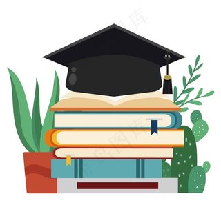 卡通书本学士帽图片