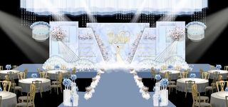 蓝色系婚礼设计背景图片