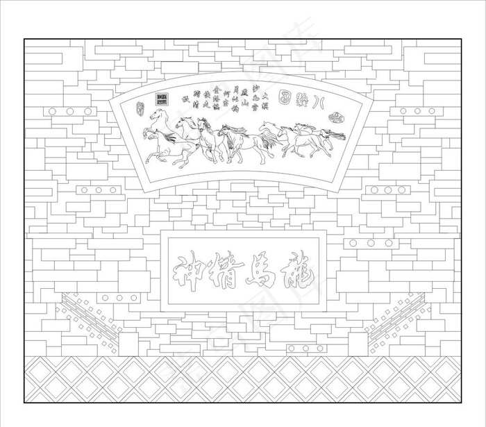 肌理墙骏马装饰图图片