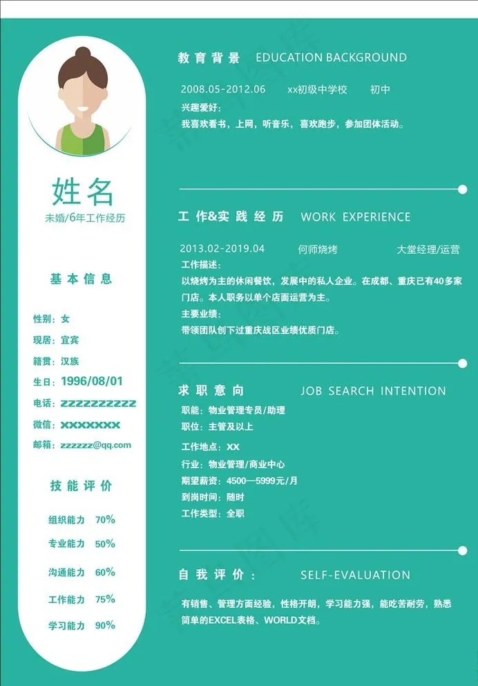 个人简历图片cdr矢量模版下载