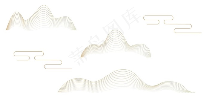 中国风线条山图片