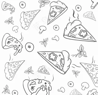 披萨手绘素材图片