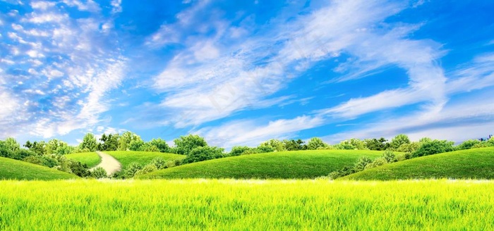 蓝天白云草地图片