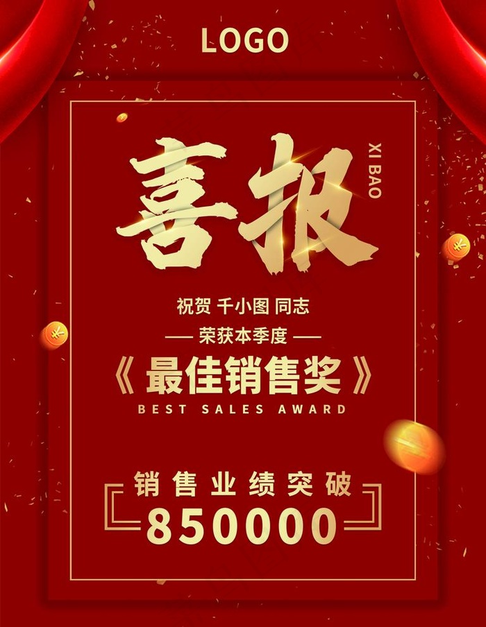 喜报图片(3543X4724(DPI:150))psd模版下载
