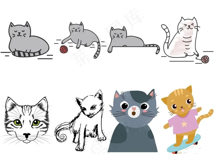 卡通猫图片psd模版下载