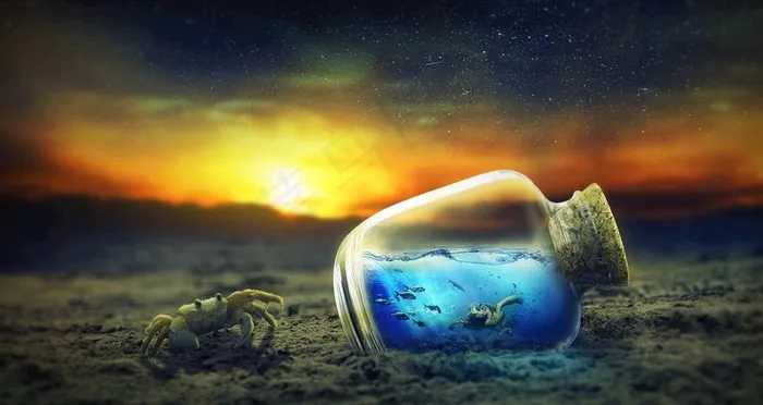 地面上的漂流瓶图片