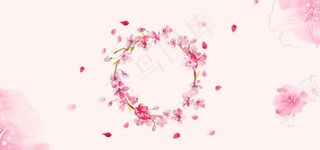 粉色花环 桃花背景图片
