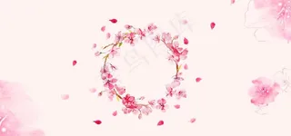 粉色花环 桃花背景图片