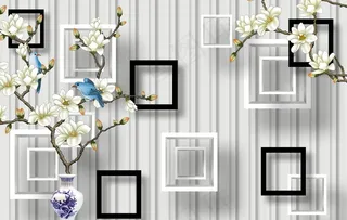 兰花花瓶插花电视背景墙图片