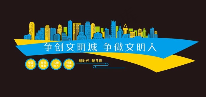 争创文明城 争做文明人文化墙图片