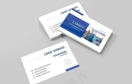 蓝色商务简约名片图片