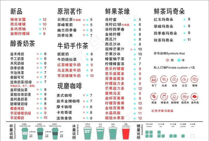 奶茶菜单图片cdr矢量模版下载