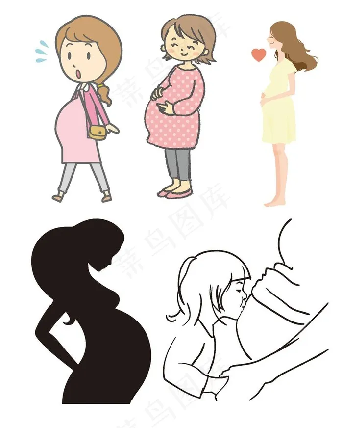 怀孕妈妈图片ai矢量模版下载