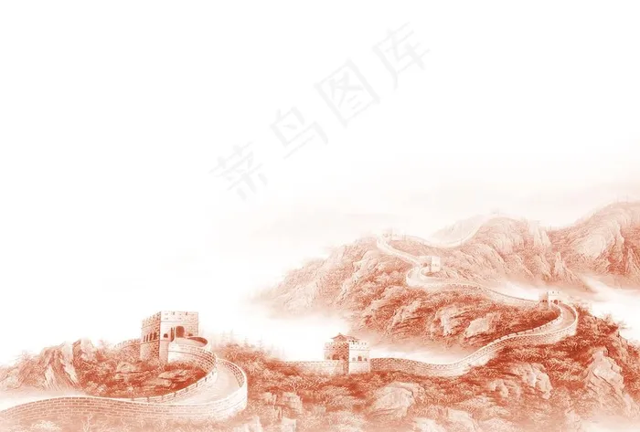 青山长城万里图片(3508X2480(DPI:300))psd模版下载