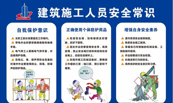 建筑施工人员安全常识图片cdr矢量模版下载
