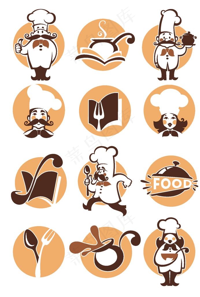 卡通创意厨师图标图片