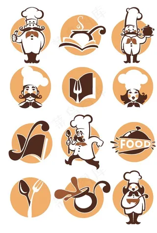 卡通创意厨师图标图片