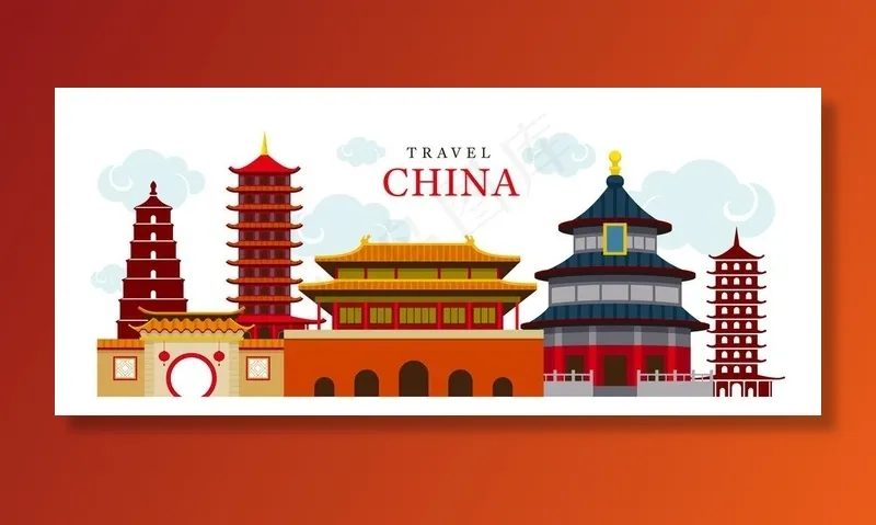 古建筑缩影图片eps,ai矢量模版下载