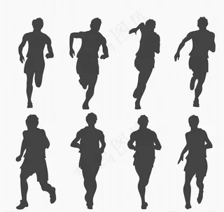动感赛跑人物剪影矢量素材图片