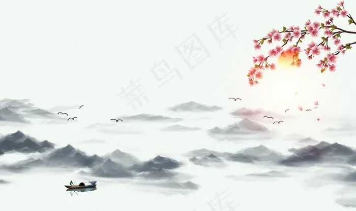 山水画国画山水画图片(9071X5669(DPI:72))psd模版下载