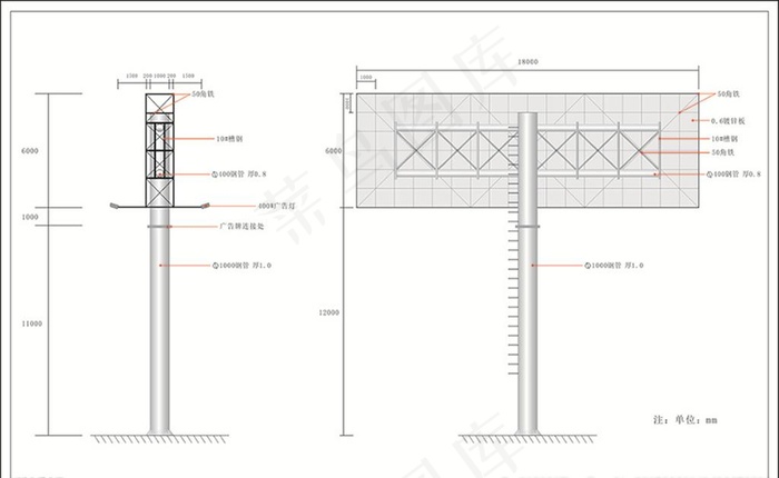 户外高炮广告牌施工图图片