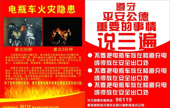 电瓶车火灾隐患图片cdr矢量模版下载